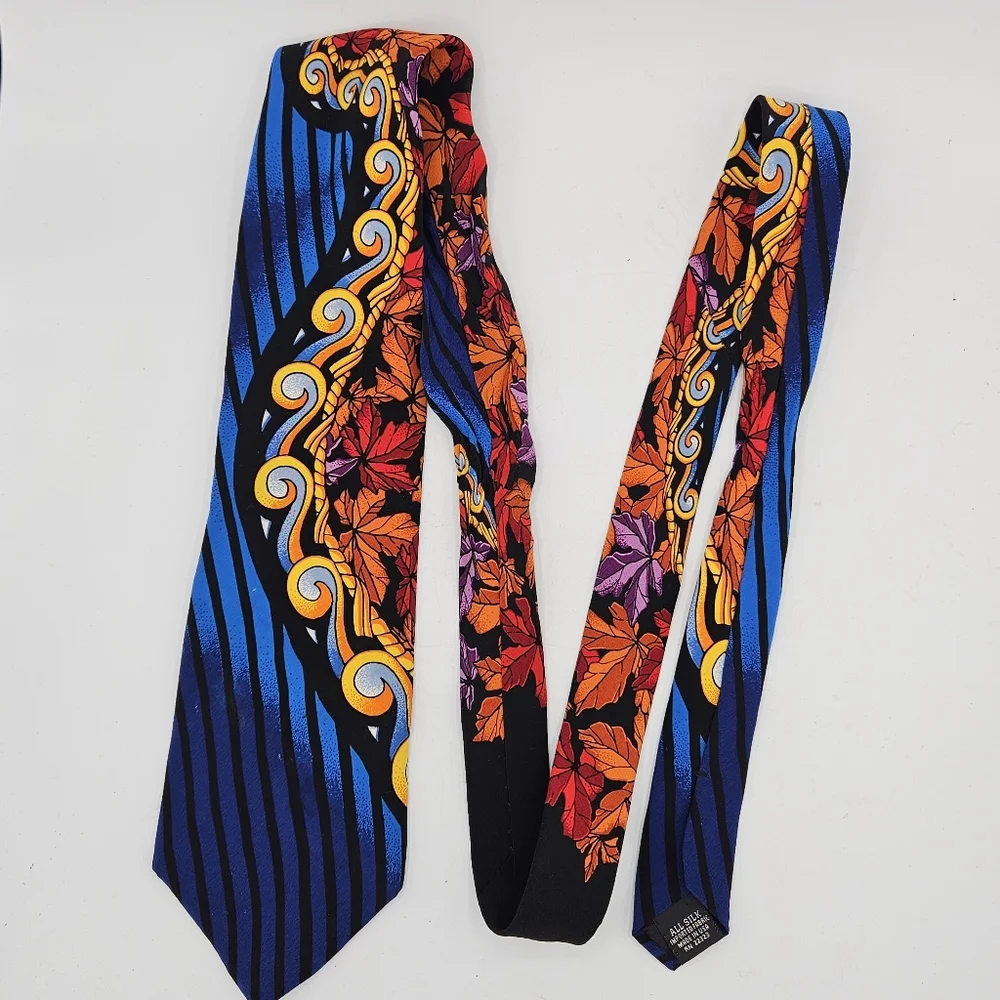 Rare Rush Limbaaug + no boundaries Blue Autumn Leaves Silk Tie